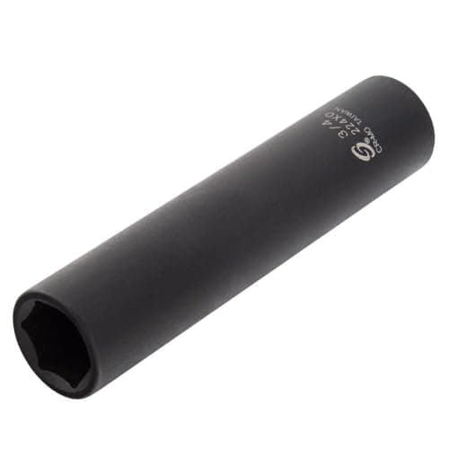 SUNEX TOOLS 224XD, 1/2 Inch Drive, 3/4 Inch Extra Long Deep, Impact Socket, Cr-Mo Alloy Steel, Radius Corner Design, Dual Size Markings
