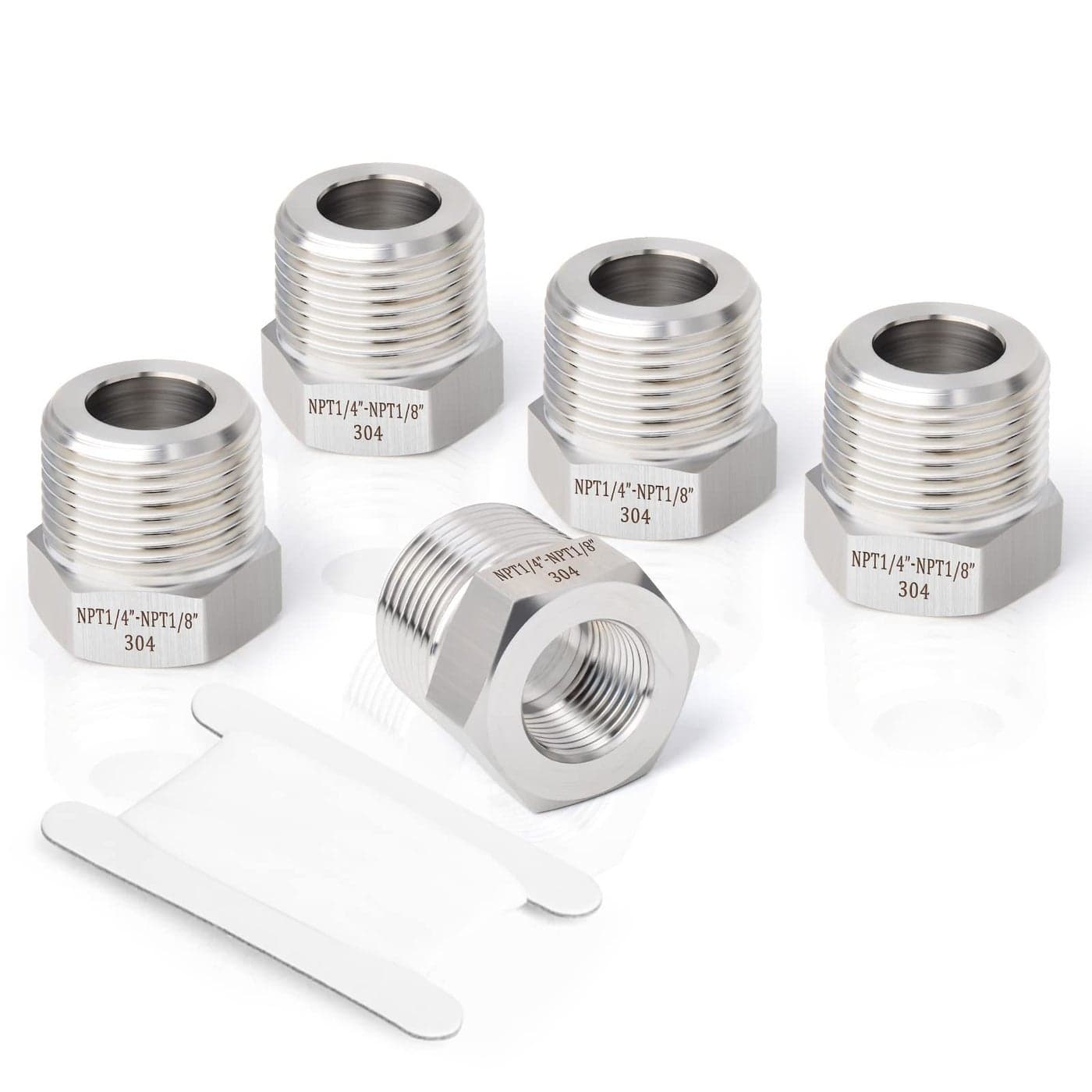 TAISHER 2PCS Forging of 304 Stainless Steel Reducer Hex Bushing 14 Male NPT to 18 Female NPT Reducing Forging Pipe Adapter Fitting