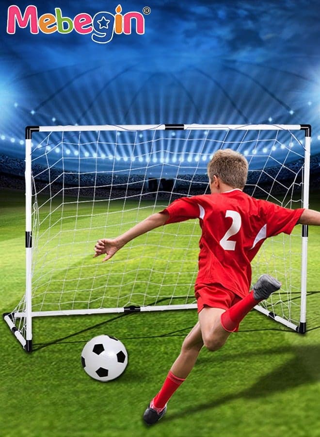 95*48*70cm Football Goal for Kids, Mini Training Practice Set with Inflator and 14cm Soccer Ball, Soccer Training Equipment , Multiplayer Sports Games, Soccer Sport Game, Easy to Assemble and Carry, Suitable for Playground, Backyard and Lawn