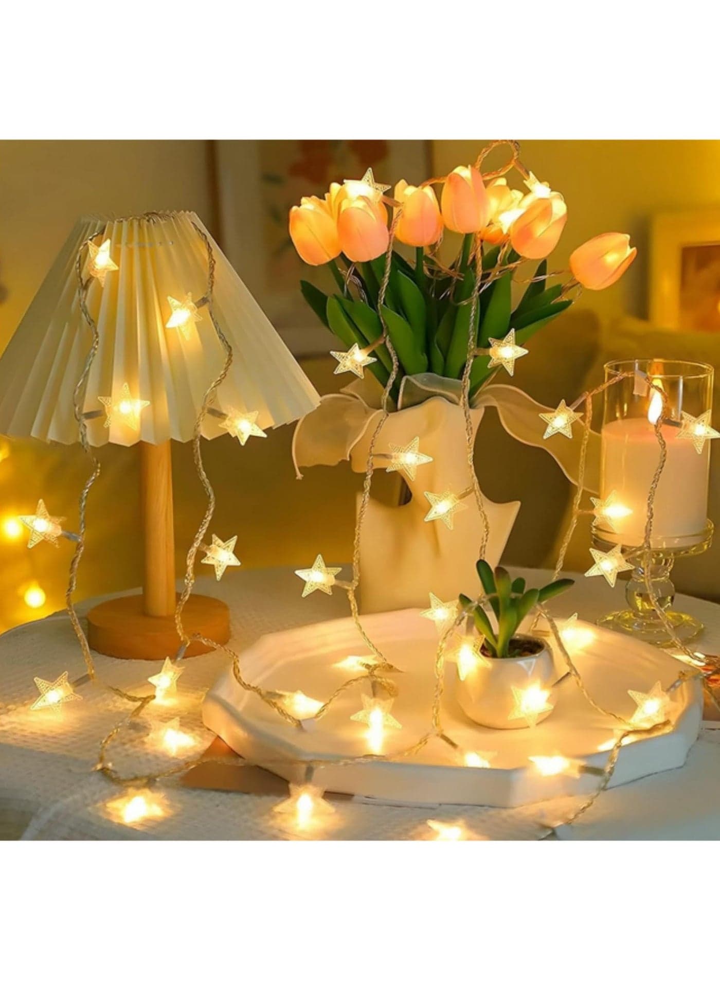 2set 40 LED Star String Lights 20FT 6 Meters Fairy Christmas Lights USB Operated for Indoor Outdoor Party Wedding and Holiday Decorations Warm White