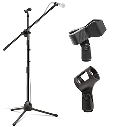 DEVICE OF URBAN INFOTECH Dual Microphone Stand with 2 Mic Clip Holder Heavy Duty Adjustable Mic Stand Condensers Microphone Stand for Singing & Studio Recording (NB200)