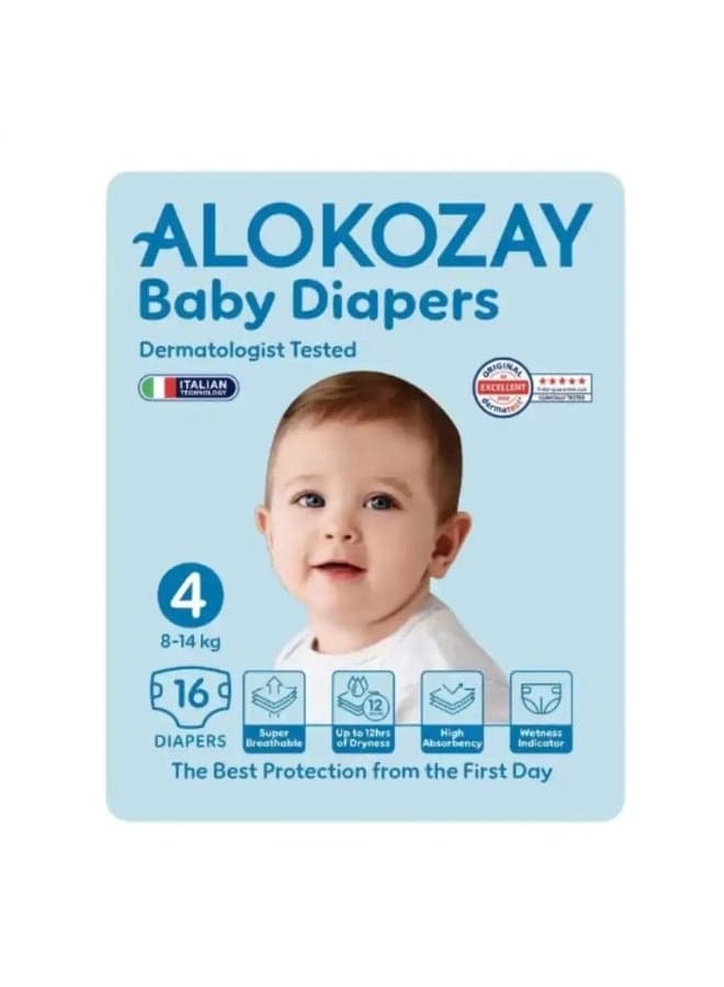 Alokozay Baby Diapers Size 4, 8-14kg- Pack of 16pcs