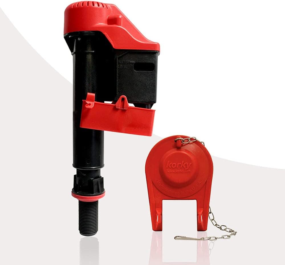 Korky 818ZSV Smart Fill Valve and Toilet Flapper EcoFriendly Saves Water and Money Made in USA Red