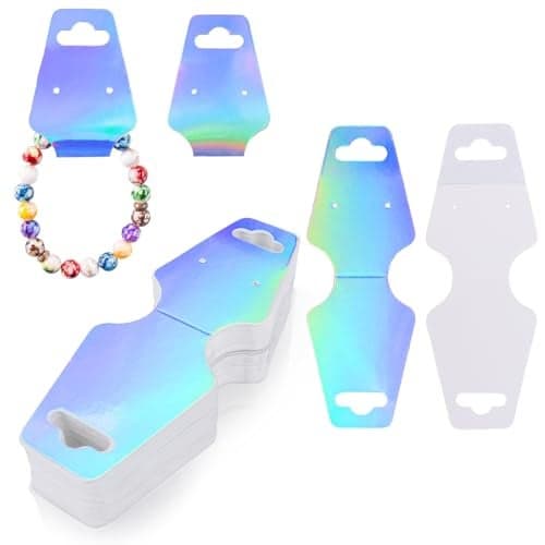 joycraft 100Pcs Bracelet Display Cards 47x17Inch SelfAdhesive Necklace Display Cards Earring Paper Holder Tags Jewelry Packaging Tags for Jewelry Scrunchies KeychainLaser