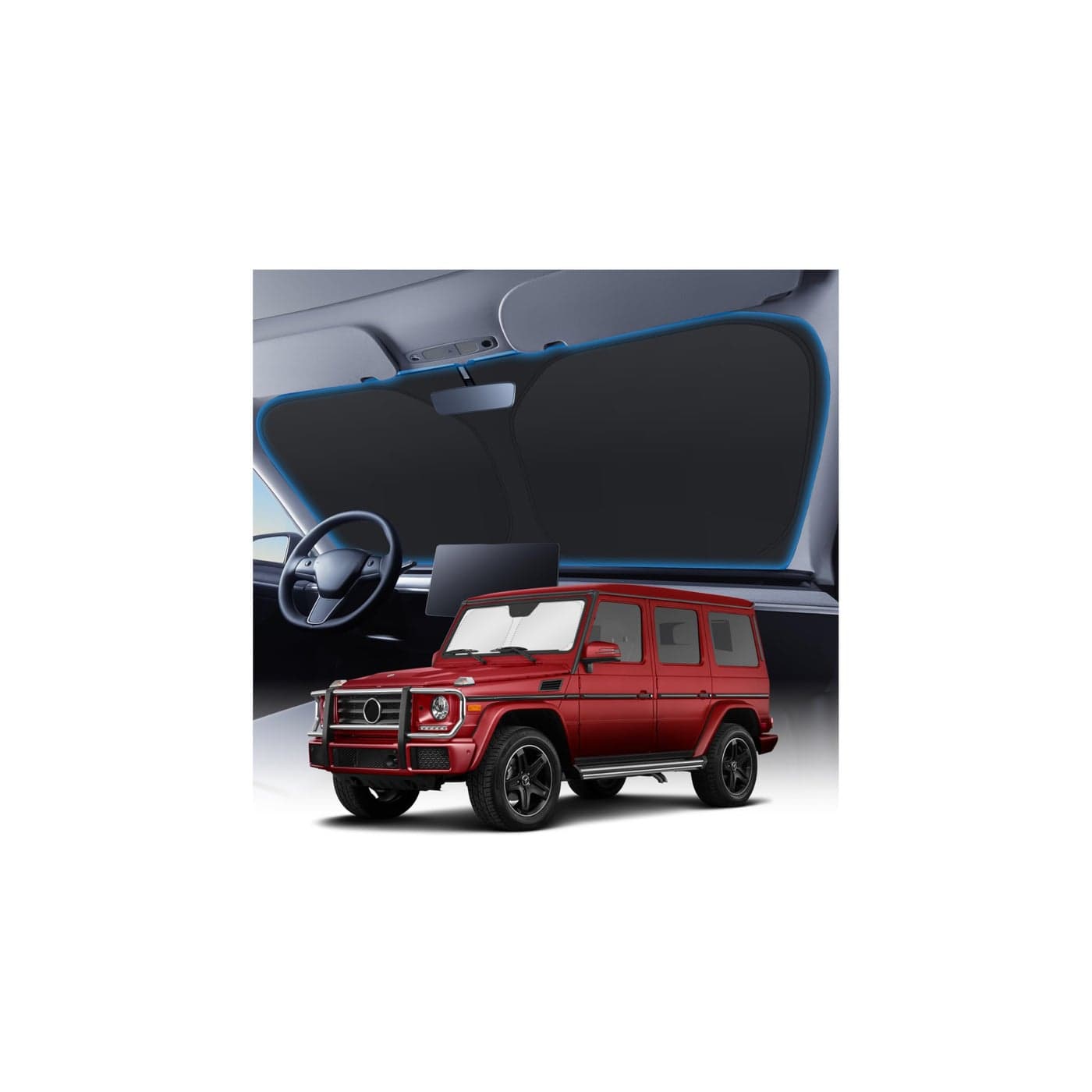 KUST Windshield Sun Shade Custom Fit for 19902018 Mercedes G W463 G550 G55 G63 G65 AccessoriesNot for 20192021 Mercedes Benz G ClassCar Windshield Sunshade Window Sun Visor Protector Foldable Bloc