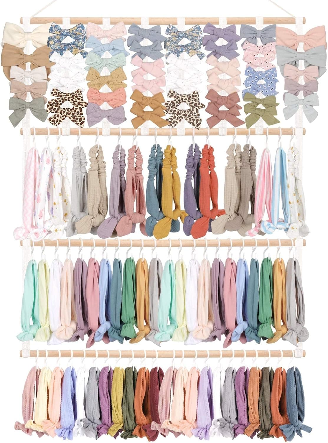 POVETIRE Headband Holder Hair Bows Organizer for GirlsBaby Headbands Hair Accessories Organizer Storage Wall Hanging Decor for Nursery Girls Room
