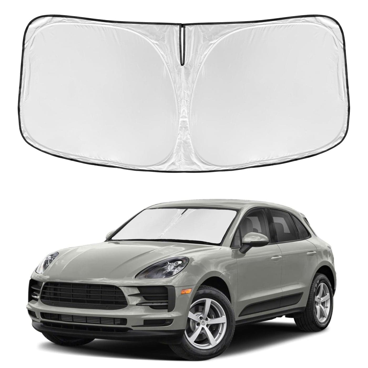 for Porsche Macan 20142024 2025 2026 Windshield Sun Shade 4 Layers Car Sunshades for Front Windows Shade Cover Custom Fit Macan Sun Visor 240T Retractable Shade Blocks UV Rays Car Accessories