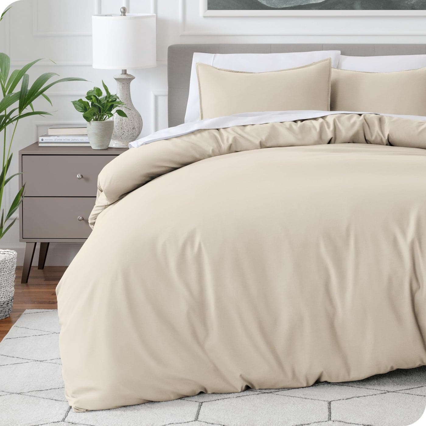Bare Home Bedding Duvet Cover Queen Size Premium 1800 Super Soft Collection Lightweight Cooling Duvet Cover Soft Breathable Bedding Queen Sand