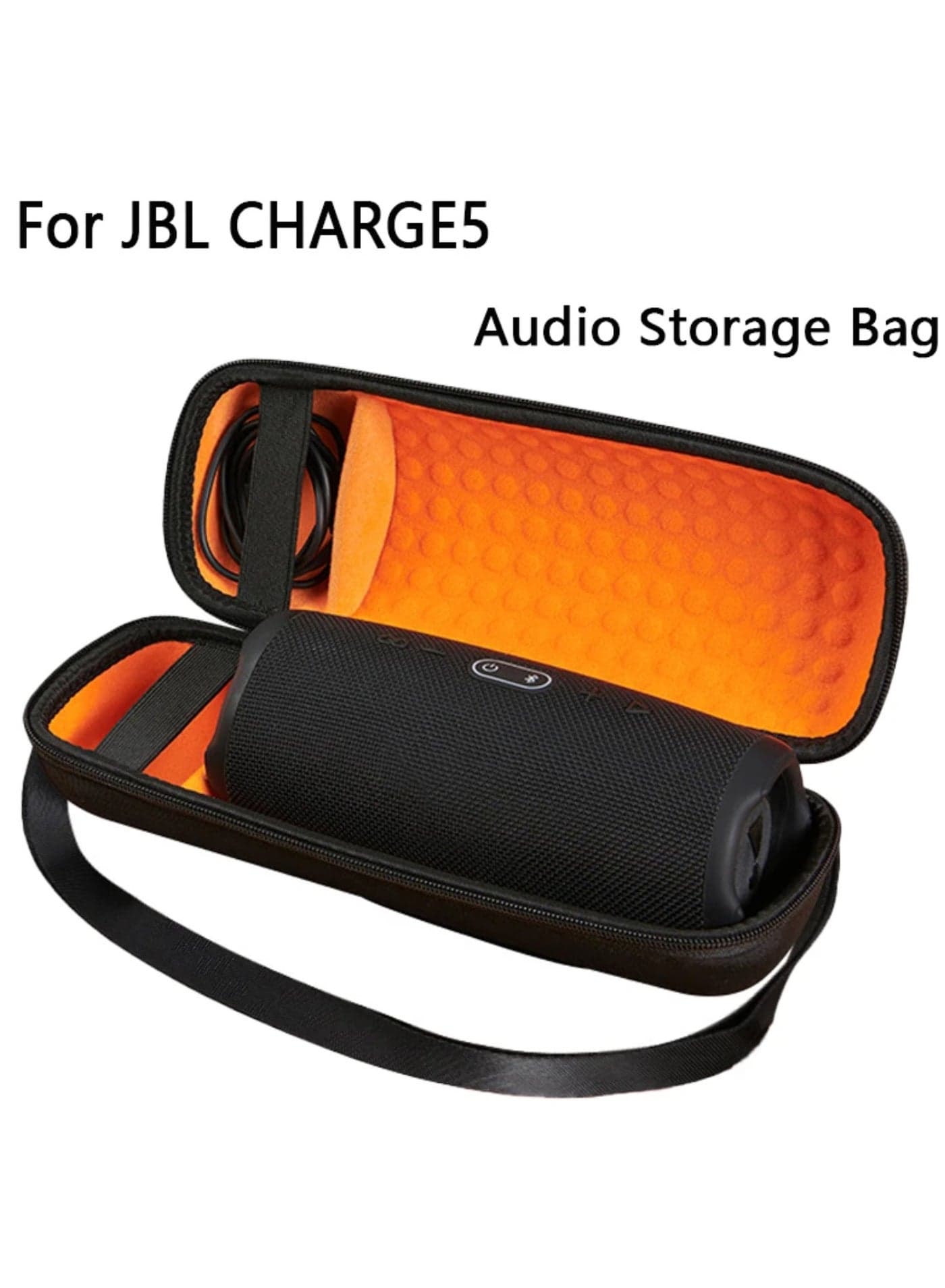 Carrying Case for JBL Charge 4 Charge 5 Hard Travel Case Protective Bag for JBL Charge 5 Portable Waterproof Wireless Speaker Fits USB Plug and Cable (Black)