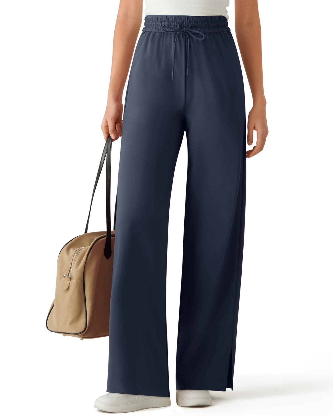 G4Free Beach Pants for Women Loose Fit Trouser Pants with Pockets Flowy Wide Leg Travel Pants Summer Clothes(Dark Blue,M,29")