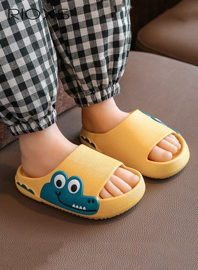 Toddler Slippers, Girls' Slippers Boys' Slide, Cute Crocodile Shower Slippers for Girls Boys, Anti-Slip Bathroom Slippers, Lovely Open Toe Home Slippers, Outdoor Lightweight Beach Slippers, Soft Comfy Slides Slippers, Bath Pool Slippers, Cartoon Slip-on Slippers for Baby/ Little Kids/ Big Kids, Yell
