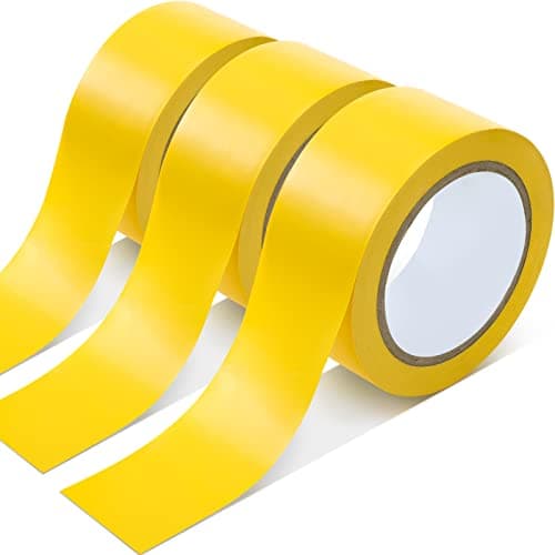 Outus Floor Marking Tapes 2" Width 100' Length Yellow Durable Non Abrasive Tough Floor Tape for Social Distancing, Gyms, Athletics, School, Restaurants, Equipment, Heavy Foot Traffic(3 Rolls)