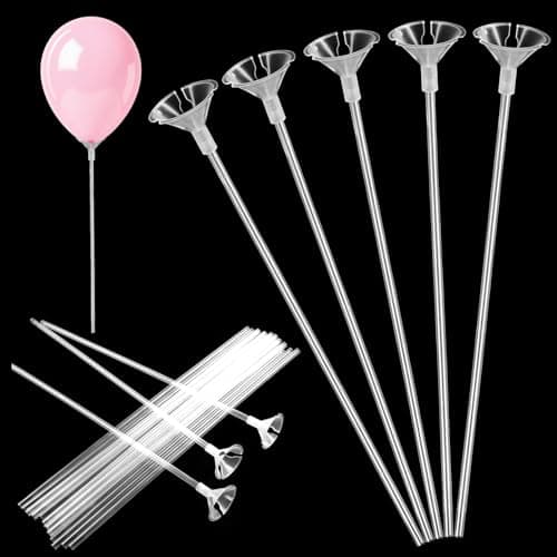 IANFAN 30 Pcs Balloon Sticks Plastic Balloon Sticks with Bases Balloon Holder Sticks Weights for Tying Balloon Birthday Parties Graduation Holiday Wedding Anniversary Decoration