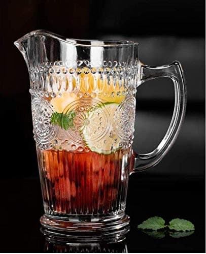 ARUZEN® 1.5 Liter Crystal Clear Glass Pitcher Beverage Dispenser with Pour Spout Shatterproof Catering and Restaurant Serveware for Cold Drinks, Water, Lemonade, Beer, and Sangria