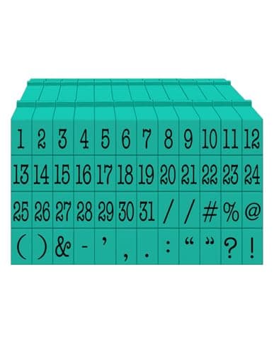 PEGZ V2 Alphabet Stamps Clickable Connectable American Typewriter Font 48 Numbers Symbols 2 Blanks 50 pc Medium Size