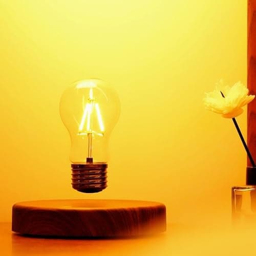 HCNT Levitating Bulb Lamp Magnetic Floating LED Light Desk Lamp Night Light Automatic Rotating Light for Unique Gifts Room Home Office Decoration