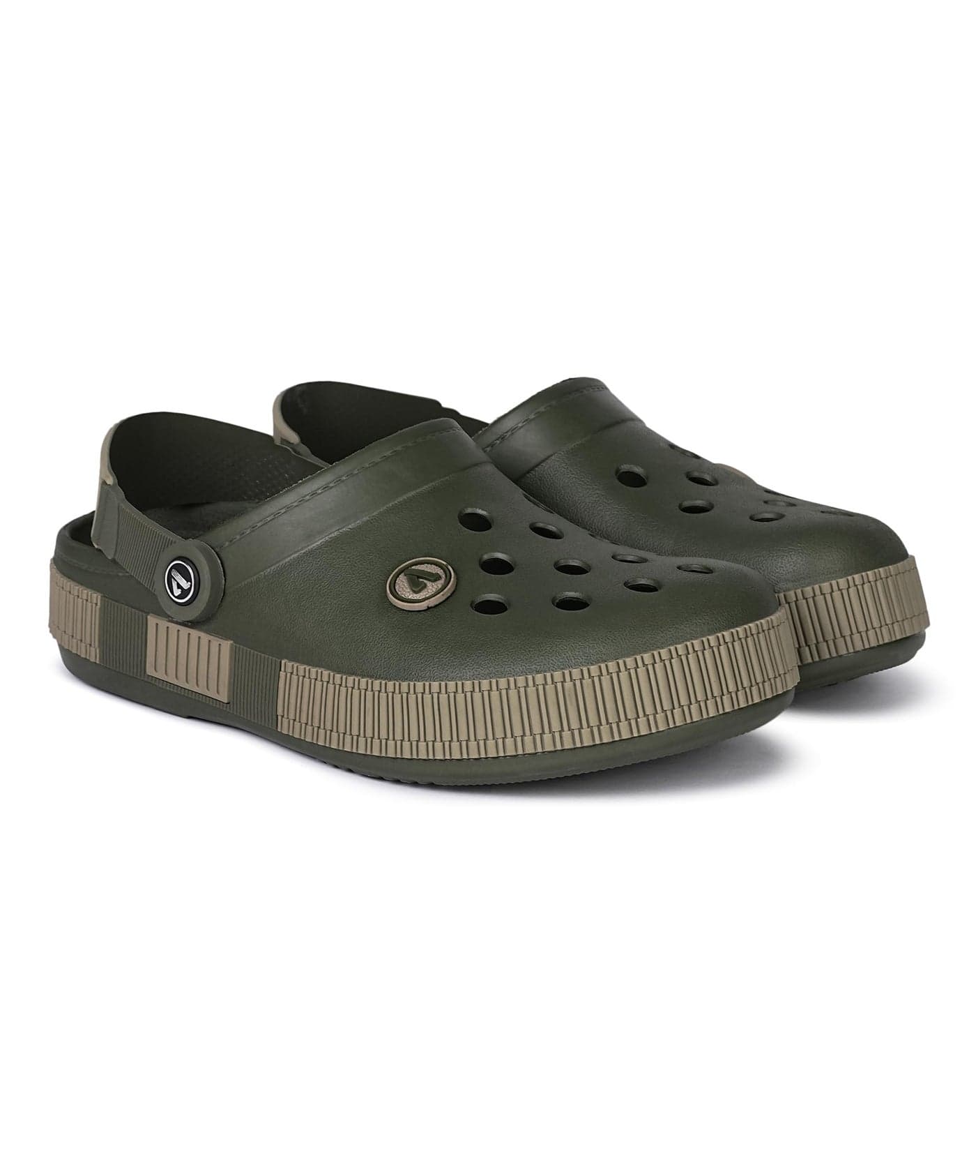 Aqualite Men's NEO-153 Trendy Stylish Fashionable Clogs with Back-Strap| Sandals with Lightweight Regular wear Casual Clogs with Ultra Soft & Flexibility Technology. Olive/Khaki