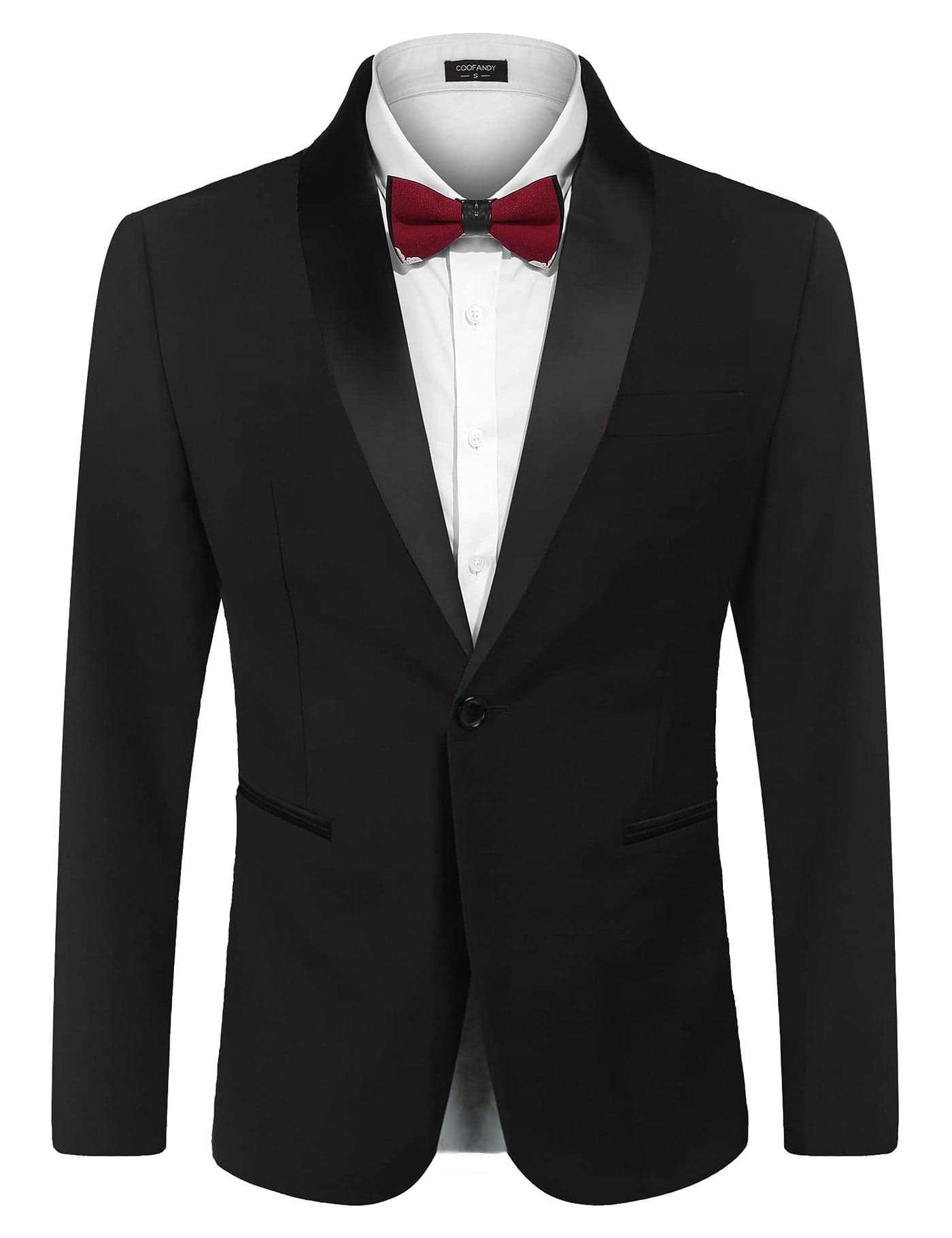 COOFANDY Men's Tuxedo Jacket Wedding Blazer One Button Dress Suit for Dinner Prom Party Black