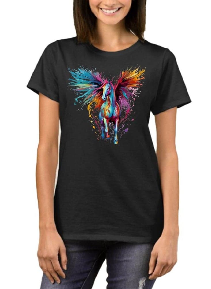 Women's Black Colour Drip T-Shirt - Round Neck Short Sleeve Cotton T-Shirt - Soft and Comfortable Adult Womens Drip Tshirt - Perfect for Everyday Wear — L