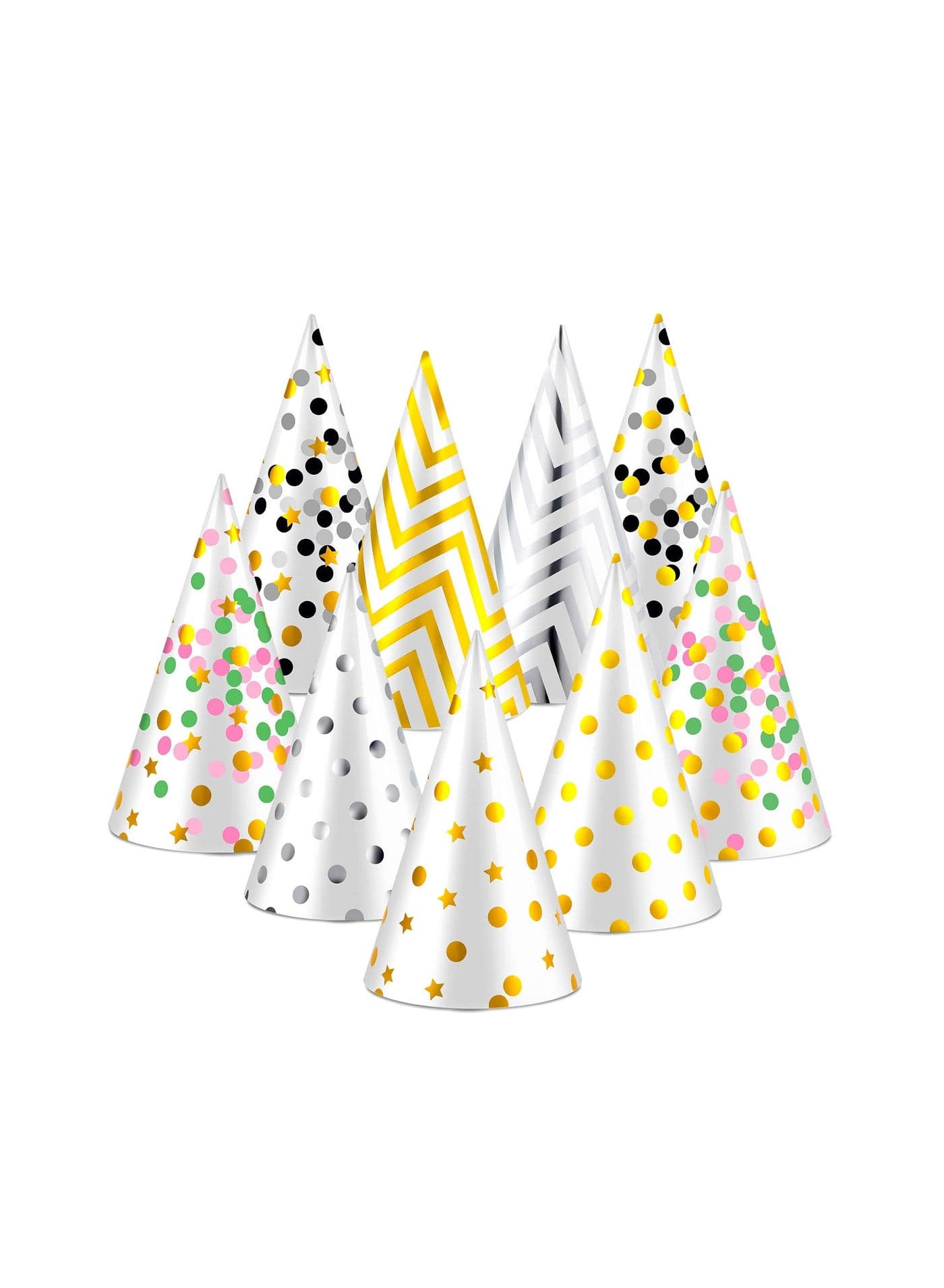 Birthday Party Hats 18 Pcs Assorted Paper Birthday Hat for Kids Happy Birthday Cone Hats Art Craft Caps Decorations Supplies for Funny Birthday Baby Shower Jamboree Party Favors Photo Props, 9 Designs