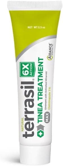 terrasil Tinea Versicolor Treatment Cream Max Strength, Antifungal Tinea Cream, Clinically Proven 1% Clotrimazole, Treats Most Ringworm & Fungal Infections, Soothing Relief of Itchy Dry Skin (.5oz)