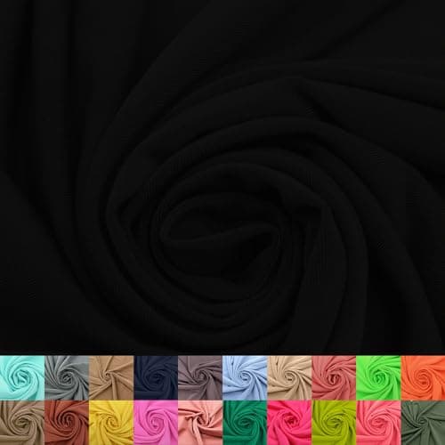 Texco Inc 60" Wide Venezia Poly Spandex Fabric-(200 GSM), Medium Weight, 2-Way Stretch, Soft & Breathable for Apparel, Headbands, Activewear, Crafts, Leggings & DIY, Black 1 Yard