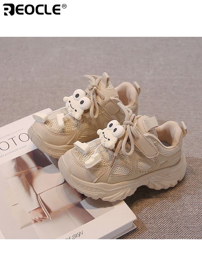 Girl's Lightweight Sneakers with Cartoon Design and Breathable Mesh Fashion Dad Shoes with Non-Slip Sole for Spring Autumn Play
