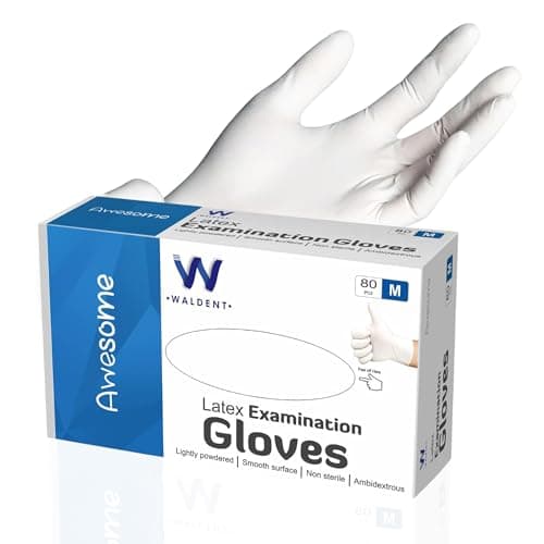 WALDENT Latex Premium Examination Gloves (80 pieces) Latex Disposable Gloves Medical Grade, Surgical Hand Gloves, | (Medium) | Ideal for General and Healthcare Use - Pack of 1