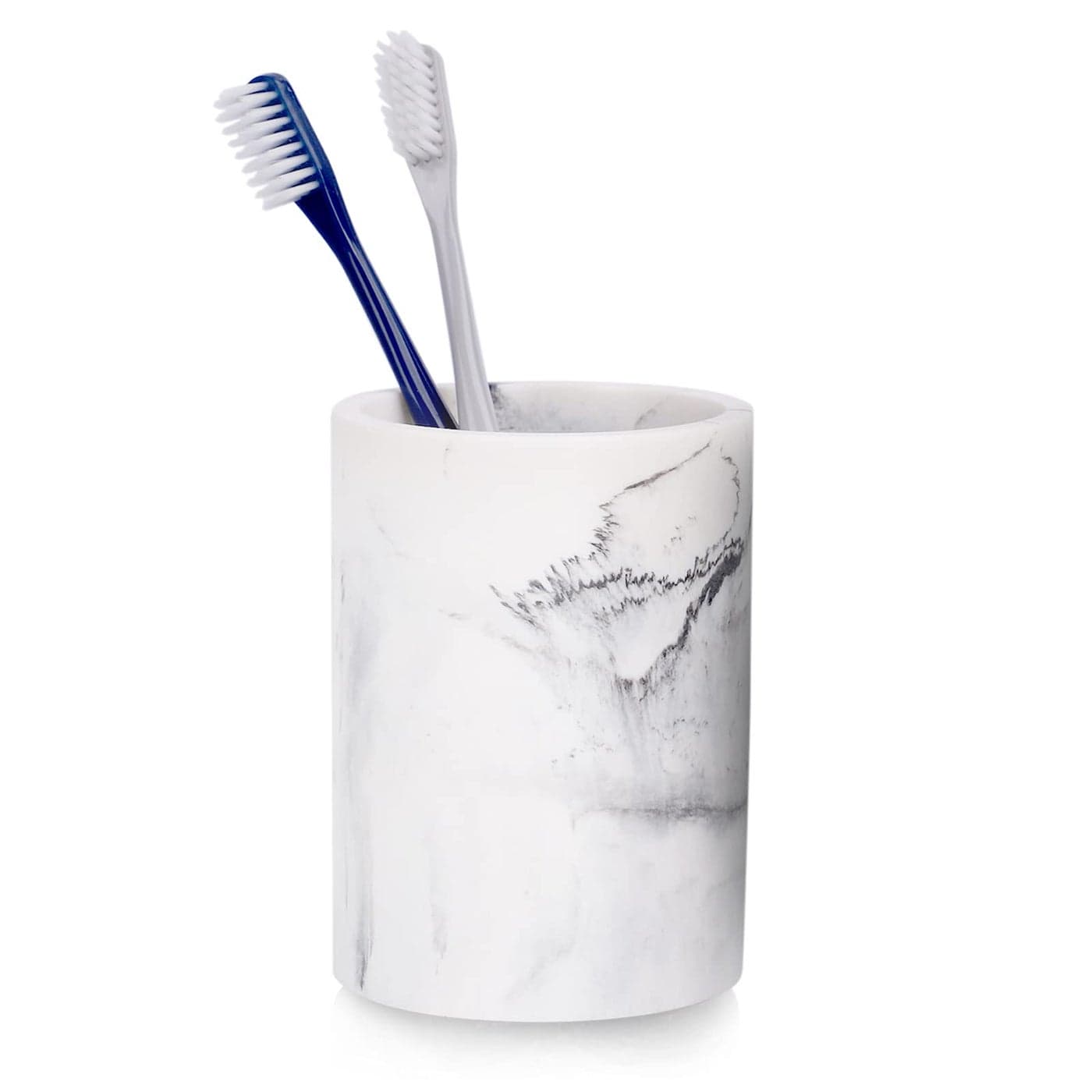 ZCCZ Toothbrush Holder for Bathroom Marble Look, Electric Toothbrush and Toothpaste Organizer, Makeup Brushes Razor Stand, White Marble Design Cup for Countertop Storage and Bathroom Accessories