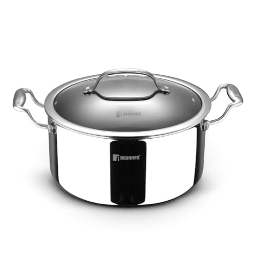 Bergner Hi-Tech Giro X Ceramic 28cm (8.2 L) Casserole with Glass Lid, Ceramic Coating, Metal Spatula Safe, PFOA/PTFE/PFAS Free, Less Oil Use, Healthy Cooking, Pan Protector Included - Induction Bottom