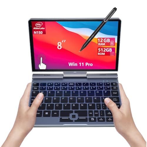 KOOFORWAY 8 Inch 2in1 Mini Laptop Tablet PCN150 Up to 36GHz 12GB LPDDR5 RAM 512GB SSD Win 11 Pro 1280800 Touchscreen WiFi 6 BT52 USBC HDMI Stylus Support Portable Notebook PC