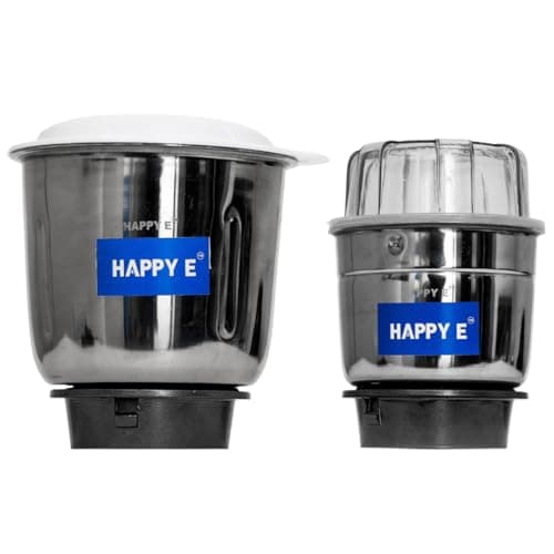 HAPPY E Mixer Grinder 2 jar Combo Set Chutney Jar and Grinder Jar (Heavy) for Bajaj/Preethi/Prestige/Activa/Sumeet/Ganga/Orient/Crompton/LifeLong/Jaipan (1000ML+400ML) Perfect for Wet and Dry Grinding
