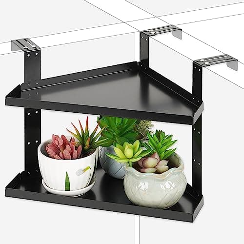 Olpchee Office Cubicle Shelf Cubicle Storage Organizer Cubicle Accessories Height Adjustable Cubicle Corner Shelf with Adjustable Hooks