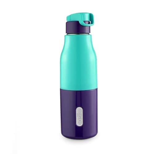Cello Puro Steel-X Felix 600 Inner Steel Insulated Water Bottle 490ml, Pestal Green | ISI Certified | PU Insulated | BPA Free, Leakproof | Insulated Cold Water Bottle for Office, School, Cycling, Gym