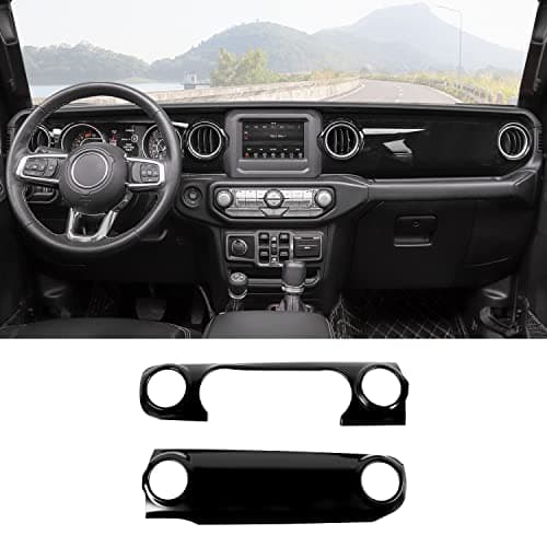 RT-TCZ Center Console Trim Cover Dashboard Control Panel Cover Decorative Interior Accessories for Jeep Wrangler JL JLU & Gladiator JT 2018-2022,Black