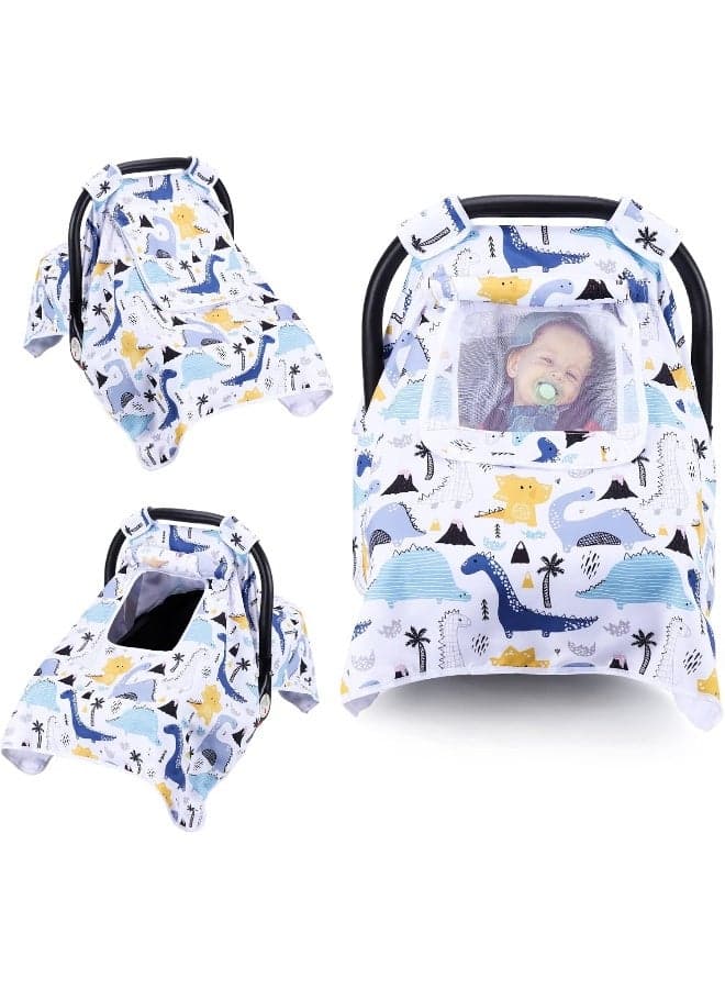 THE KENKYO Car Seat Covers for Babies, Baby Car Seat Cover for Boys Girls, Kick-Proof Car Seat Canopy with Breathable Mesh Peep Window, Windproof Stroller Canopy for Winter