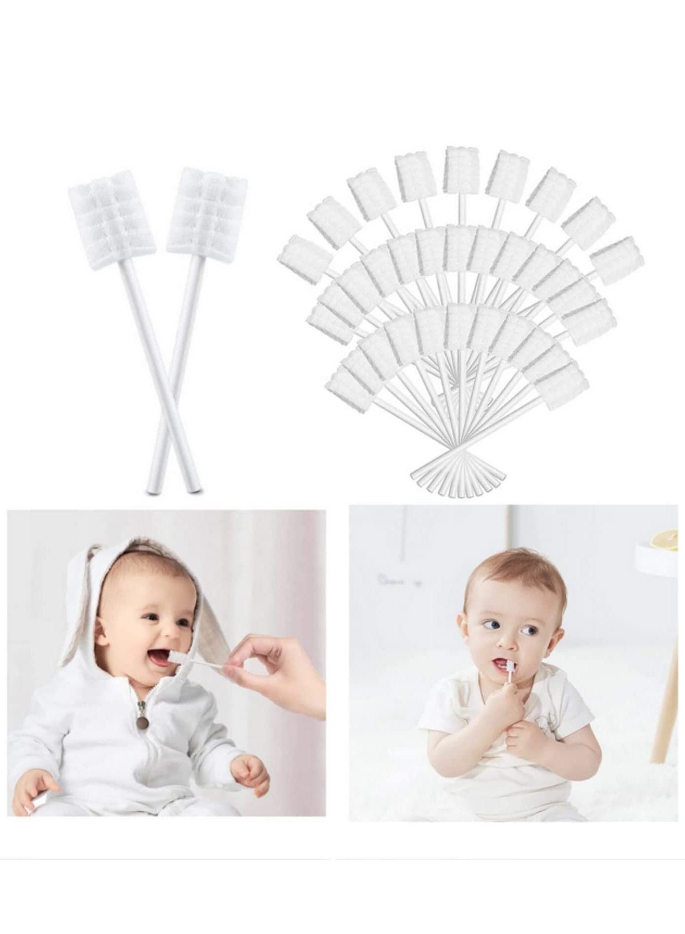 30pcs/box Baby Oral Cleaner Infant Toothbrush Disposable Tongue Coating Gauze Cotton Swab Newborn Oral Care Tool Baby Supplies