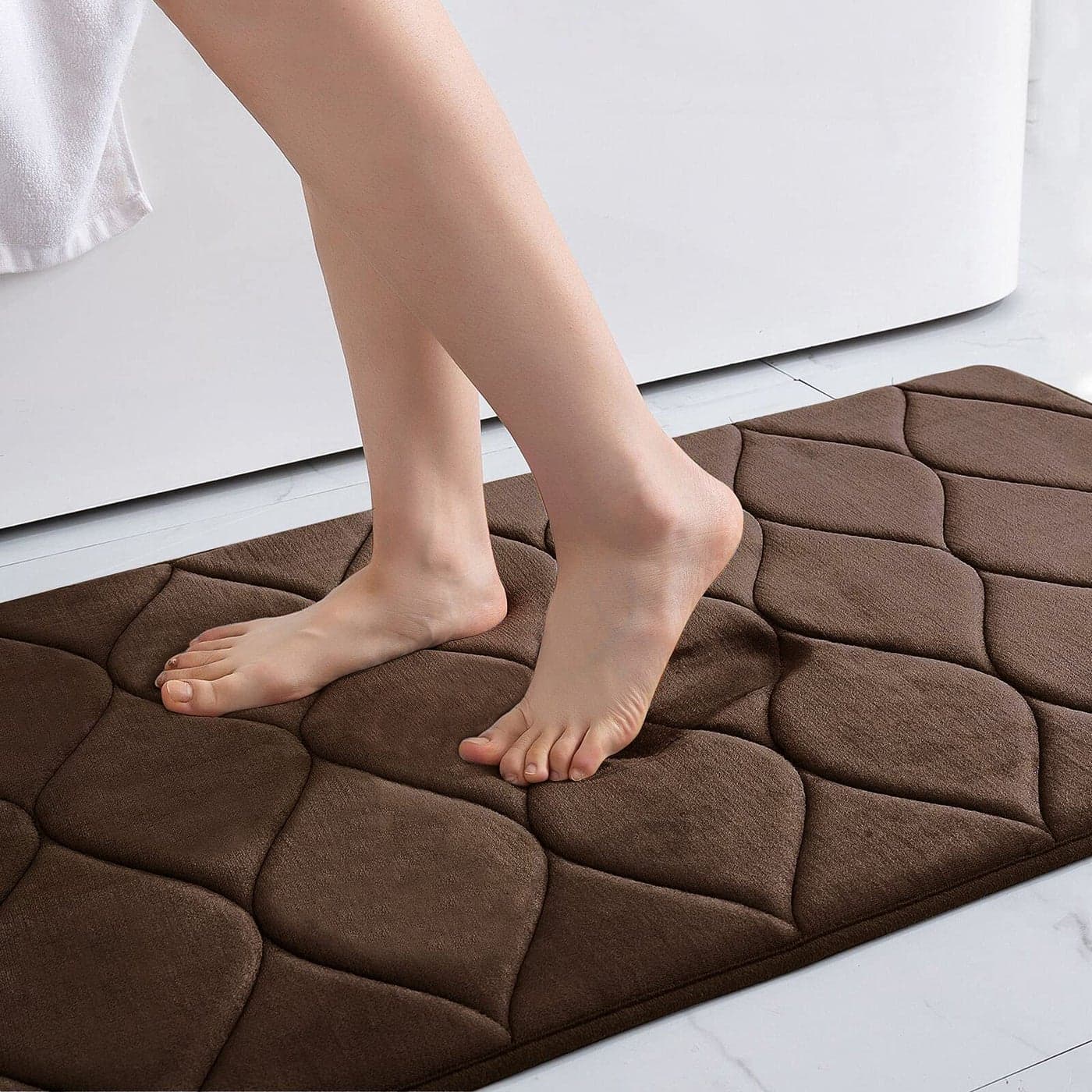 Colorxy Memory Foam Bathroom Rugs Ultra Soft NonSlip Bath Mat Water Absorbent and Machine Washable Bath Carpet Rug for Shower Bathroom Floor Rugs 30x20 Coffee