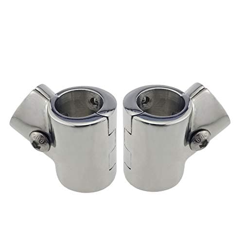 PairHeavy Duty 316SS Boat Hand Rail Fitting Polished 60 Degree TTee HingedSplit Fitting 1 Tube