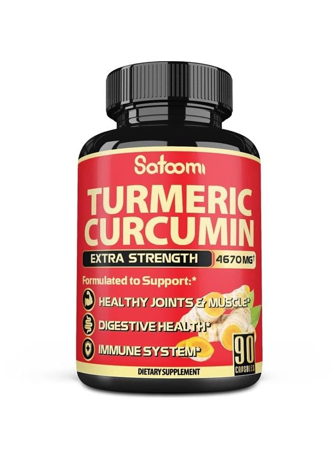 6IN1 Turmeric Curcumin Supplement 4670MG - 3 Month Supply - 95% Curcuminoids with Ginger Root, Garlic Bulb, Rosemary & Black Pepper - Healthy Joints, Antioxidant & Immune System Support - 90 Capsules