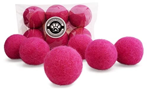 Earthtone Solutions Wool Cat Toys Silent Felt Balls for Small Pet Fetch and Play Eco Friendly Quiet Wool Ball Toy for Cats and Kittens Choose Your Colors Pink