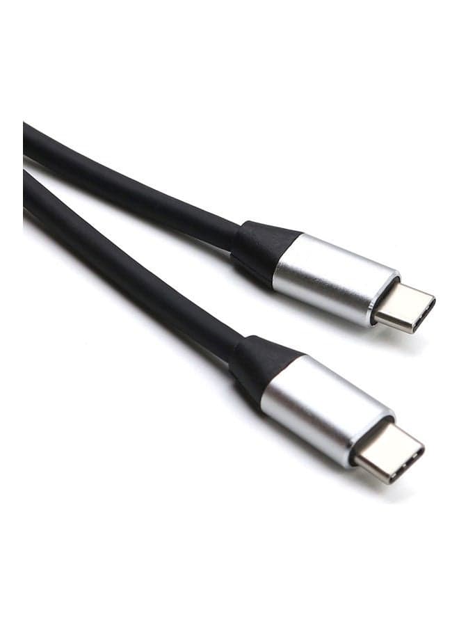 Double Head Type-C Data Sync Charging Cable Black/Silver