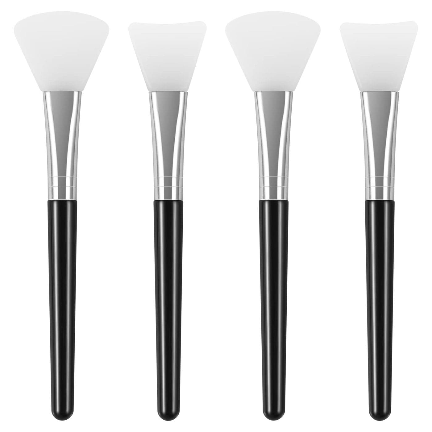 tifanso 4PCS Silicone Face Mask Brush Applicator Flexible Silicone Brush for Face for Mud Clay DIY Mask Body Lotion BB Cream Black