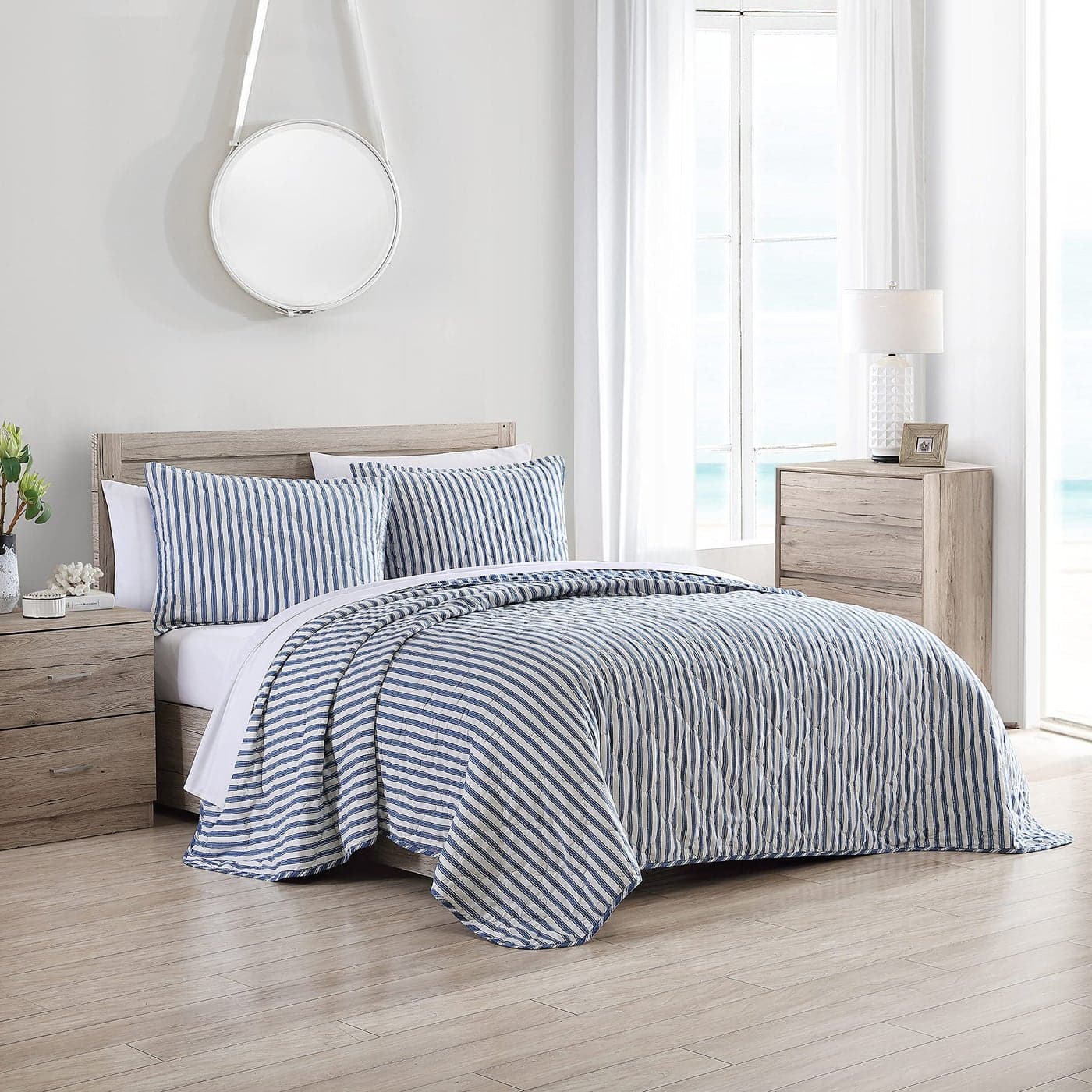 Stone Cottage Twin Quilt Set Reversible Cotton Bedding with Matching Sham Ideal Bedding Set Willow Way Indigo Twin