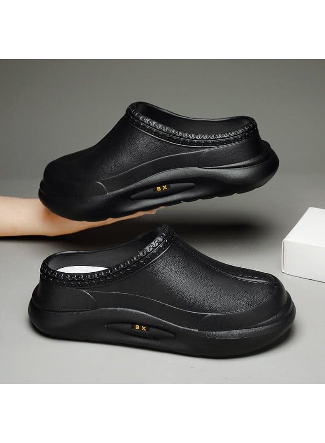 Surgical shoes, chef shoes, unisex fully enclosed breathable shoes, protective shoes, suitable for doctors, nurses, chefs and laboratory staff, non-slip sandals (black).