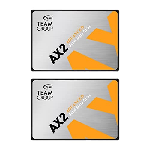 TEAMGROUP AX2 2TB 2 Pack 3D NAND TLC 2.5 Inch SATA III Internal Solid State Drive SSD (Read Speed 540 MB/s) Compatible with Laptop & PC Desktop T253A3002T0C1P1
