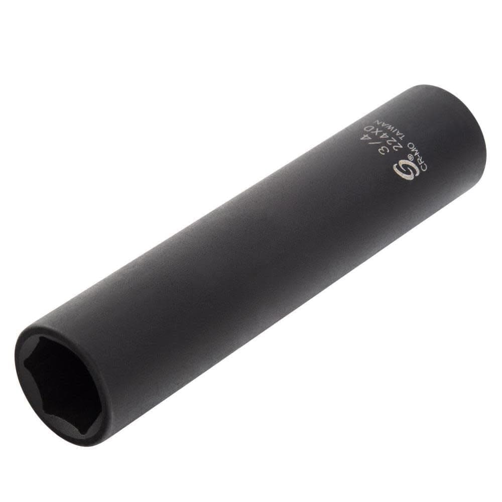 SUNEX TOOLS 224XD 12 Inch Drive 34 Inch Extra Long Deep Impact Socket CrMo Alloy Steel Radius Corner Design Dual Size Markings