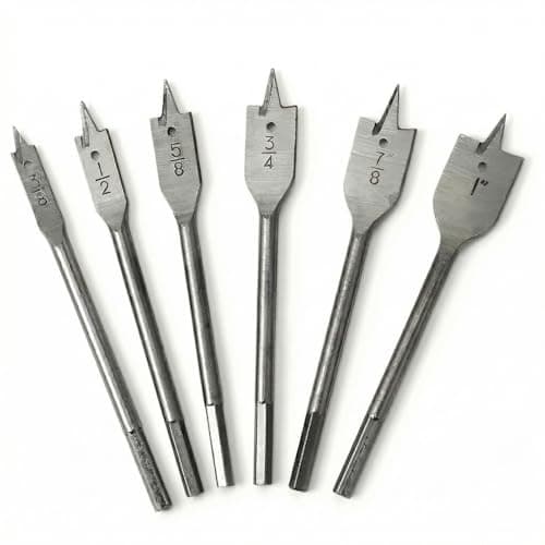 6PCS Spade Drill Bit Set, 3/8" to 1" Flat Wood Drill Bits with Quick Change Hex Shank, Wood Hole Cutter for Woodworking