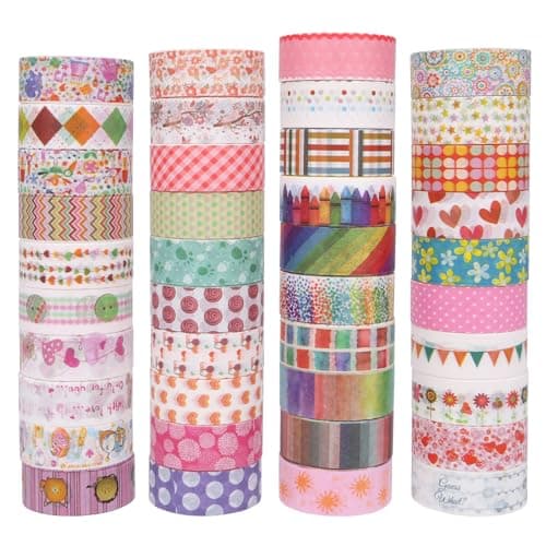 WEGAZ Washi Tape Set 40 Rolls of 15cm Wide Decorative and Craft Tape for Scrapbooking and Bullet Journal Supplies