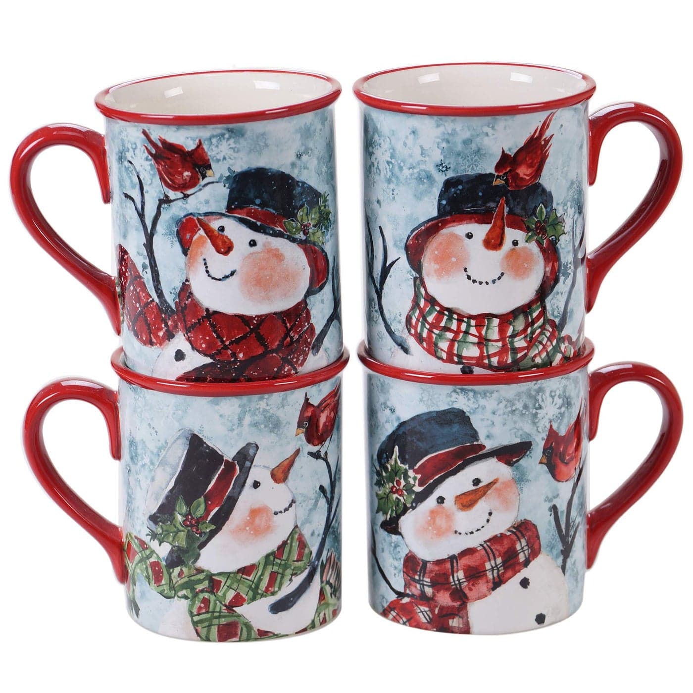 Certified International Watercolor Snowman 16 oz Mugs 4 Count Pack of 1 Multicolored